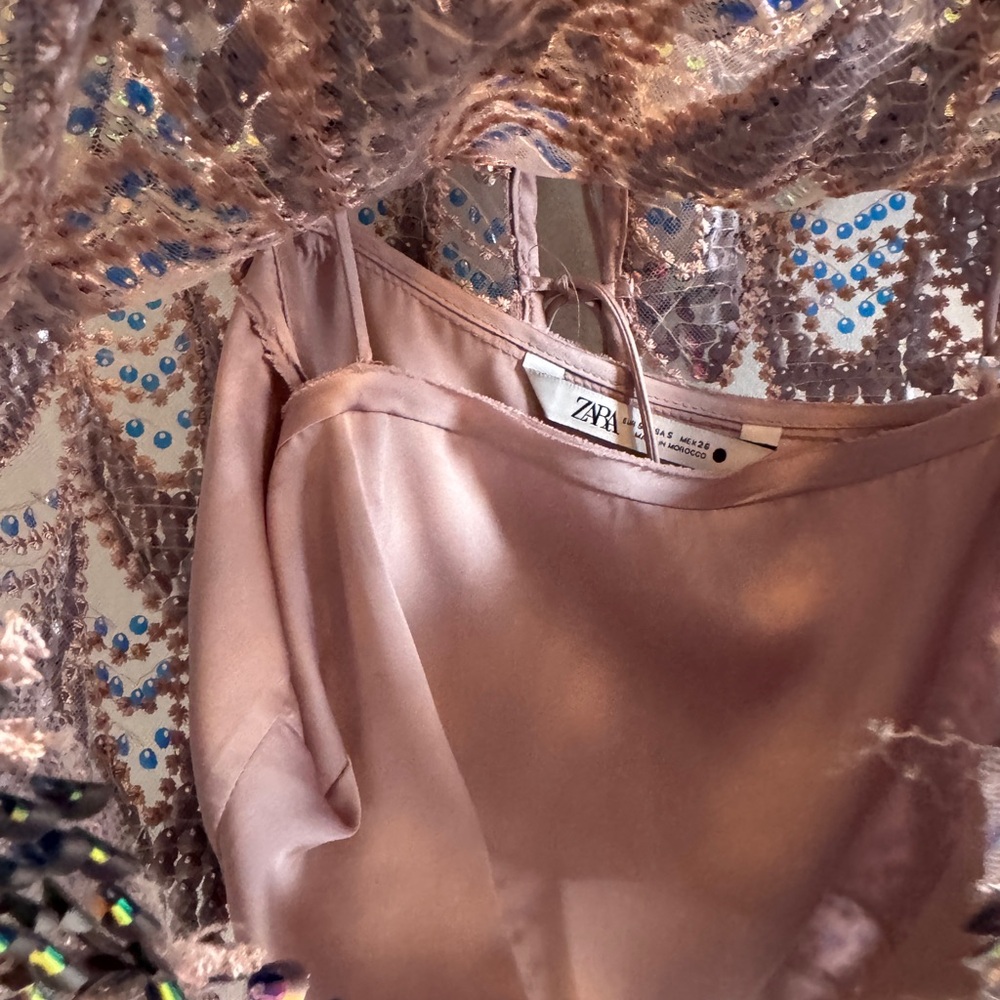Zara Sequin Embellished Crop Top - Lavender - Picture 4 of 5
